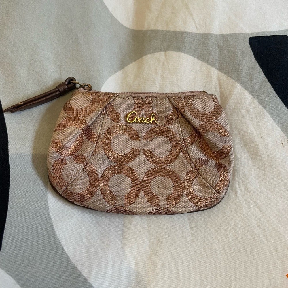 Coach, rose gold change purse